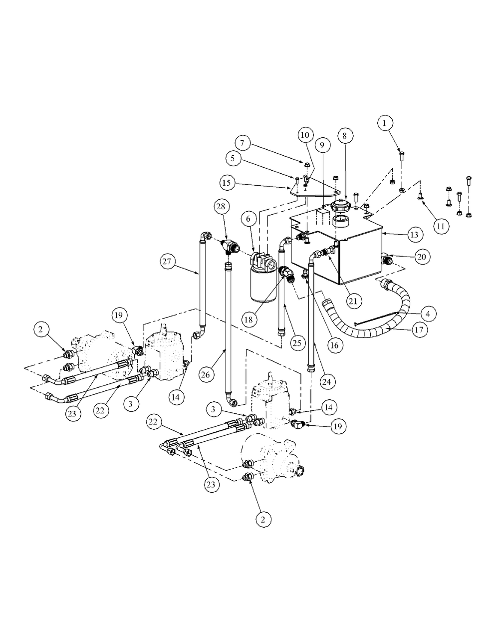Hydro Pump Assembly Diagram and Parts List for 53BB5B8W750-25-HP Cub Cadet Lawn Tractor